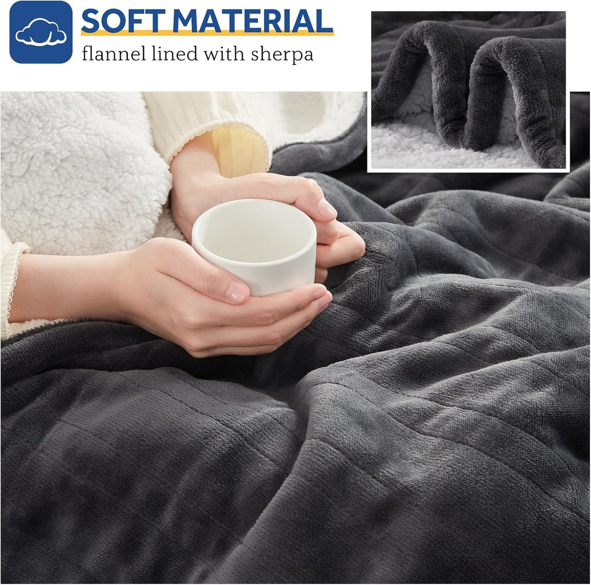 Sealy Electric Throw Blanket Heated Flannel & Sherpa Auto Shutoff 50"x60"