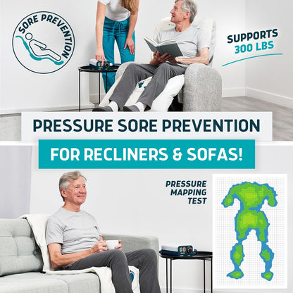 Lunderg Alternating Air Pressure Pad for Recliner Chair with Quiet Pump | Pressure Relief Cushion for Recliner - Bed Sore Prevention - Medical Grade Mattress Pad & Coffee Cover - For Home or Hospital