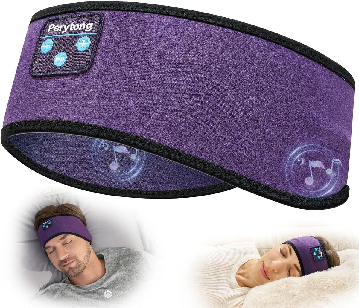 Perytong Sleeping Headphones Bluetooth Headband, Soft Long Time Play Sleeping Headsets with Built in Speakers Perfect for Workout,Running,Yoga,Travel, Darkgray