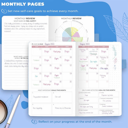 Clever Fox Self-Care Journal for Women, Daily Planner 5.8x8.3 Aquamarine | 3-month mental health journal, habit tracker, wellness journaling supplies for women & teen girls, gratitude & mood log