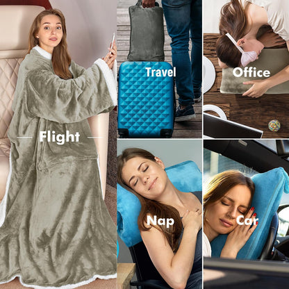 Catalonia Sherpa Wearable Blanket with Sleeves Arms