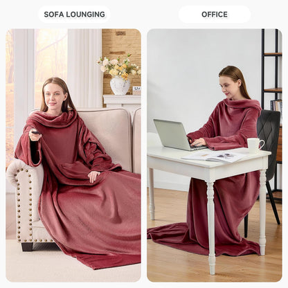 IFNOW Fleece Wearable Blanket with Sleeves, Oversized Snuggle Robe