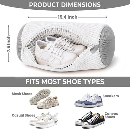 Shoe Washing Machine Bag 3PCS – Laundry Shoes Bag for Washer & Dryer | Reusable Shoe Cleaning Bag, 360° Deep Microfiber Clean,Self-Locking Zipper