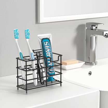 HBlife Toothbrush Holders for Bathroom, 5 Slots Silver Stainless Steel Bathroom Accessories Organizer