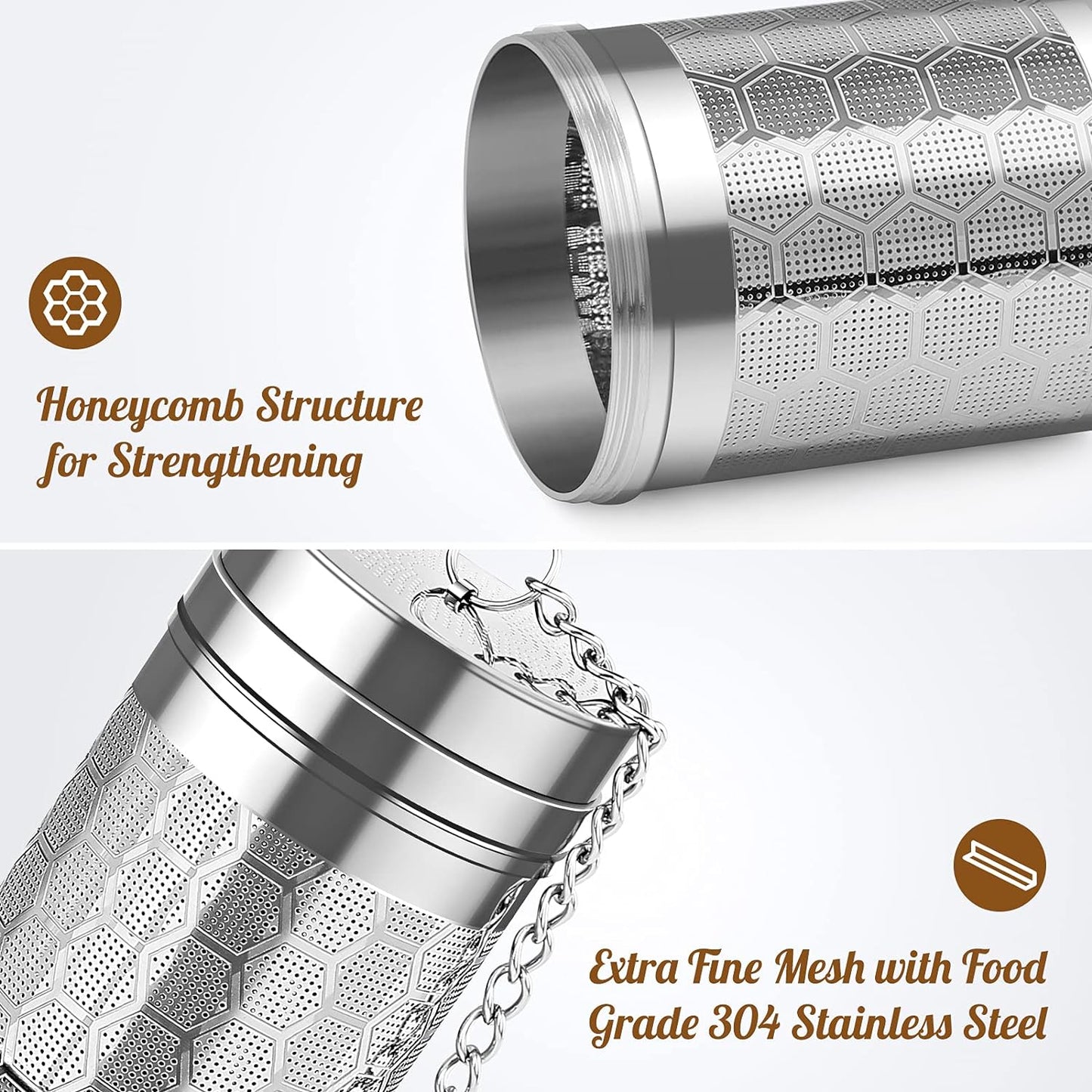 2 Pack 304 Steel Fine Mesh Tea Infusers for Loose Leaf Tea | Versatile for tea, spices & seasonings, fine mesh traps sediment, dishwasher-safe