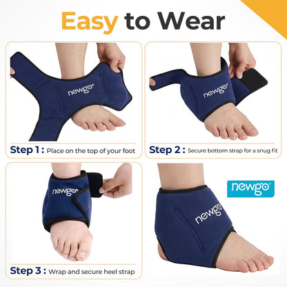 NEWGO Ankle Ice Pack – Adjustable Brace for Plantar Fasciitis & Swelling