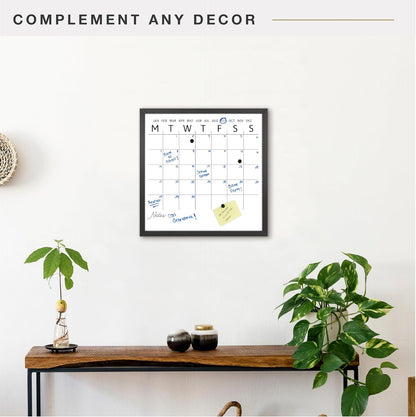 MCS Dry Erase Weekly Meal Planner Black Framed Calander Whiteboard, 11x24 | Dry Erase Weekly Meal Planner Black Framed Calander Whiteboard Frame, 11x24 Inch