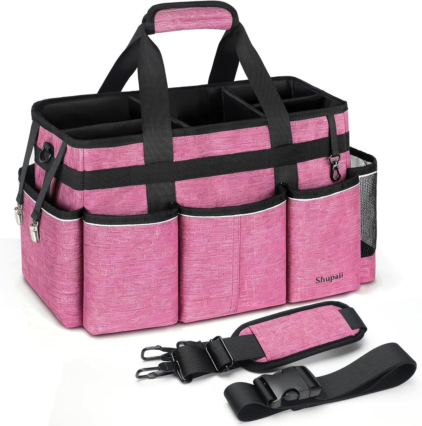 Wearable Cleaning Caddy Bag, Cleaning Caddy Supplies Organizer with Handles for Cleaners & Housekeeper, Under Sink & Car Cleaning Tool Organizers Bag with Adjustable Shoulder Strap&Waist Belt