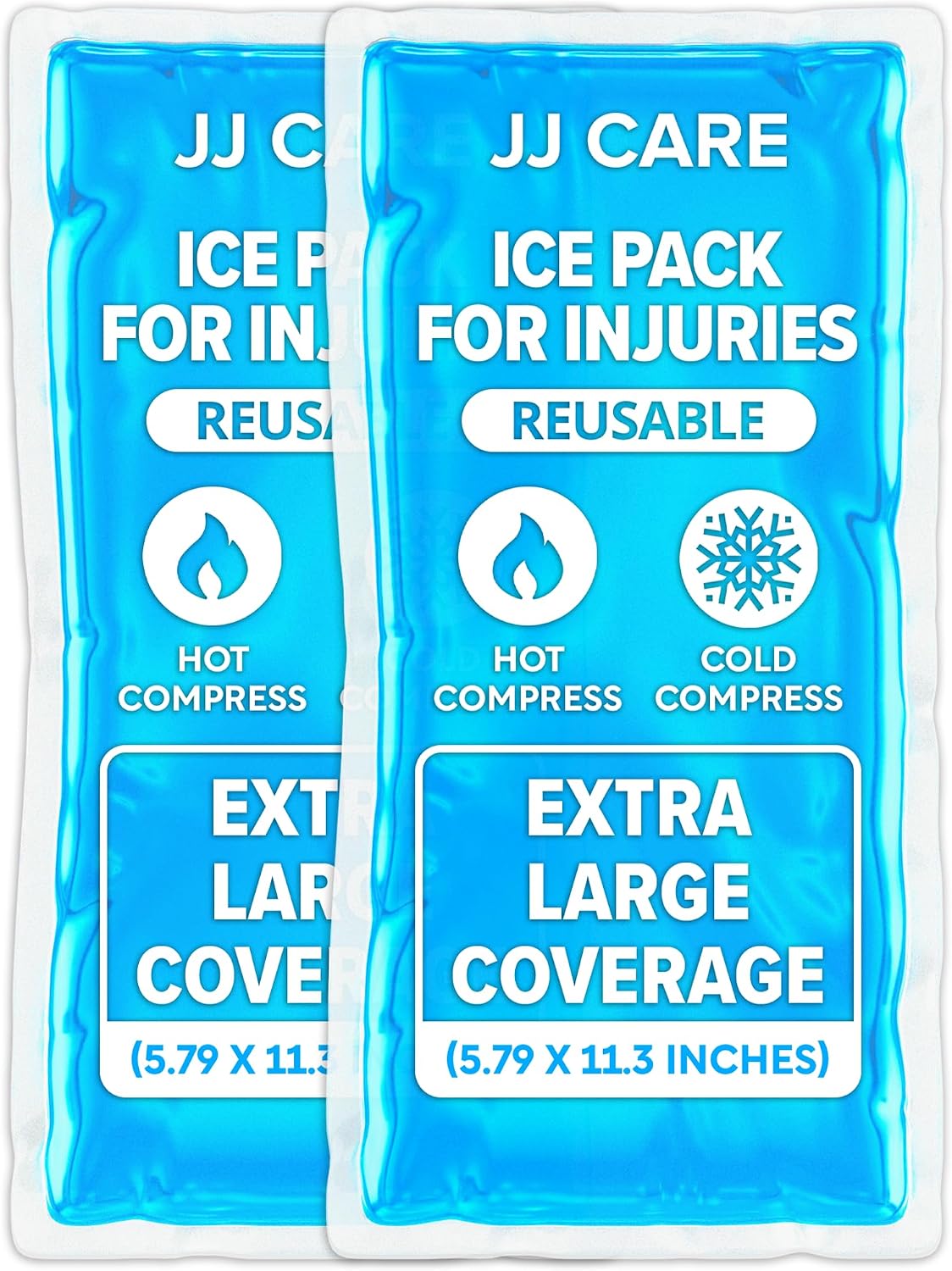 Ice Packs for Injuries Reusable (Pack of 2, XL) - Gel Ice Packs Reusable - Soft Ice Pack for Injuries with Wrap - Flexible Therapy, for Knee, Back, Neck, Wrist, & Ankle