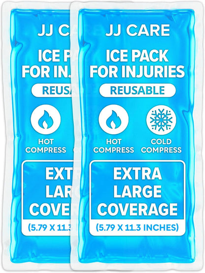 Ice Packs for Injuries Reusable (Pack of 2, XL) - Gel Ice Packs Reusable - Soft Ice Pack for Injuries with Wrap - Flexible Therapy, for Knee, Back, Neck, Wrist, & Ankle