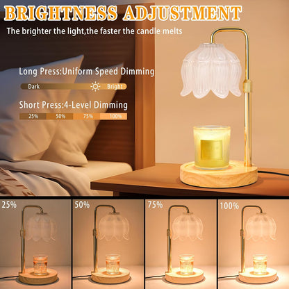 XJZJY Pink Flower Candle Warmer Lamp with Timer, Birthday Gifts for Women