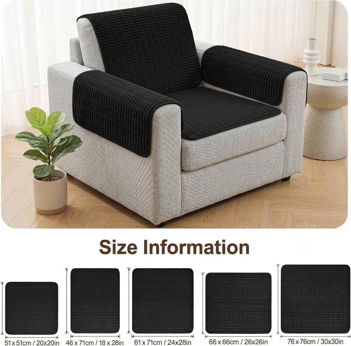 Foxdecor Couch Arm Covers for Sofa Arm Chair Covers Set of 2