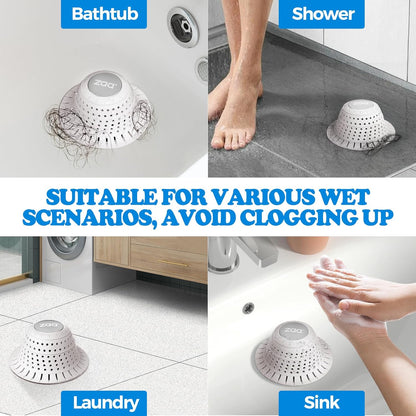 Shower Drain Hair Catcher Bathtub Drain Strainer Sink Drain Protector | Collapsible Pop-Up Drain Hair Catcher, Traps Hair & Prevents Clogs, Easy to Clean, Bathroom Fixture Accessories, Gray