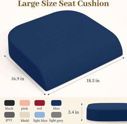 TranquilRelax Memory Foam Seat Cushion for Office Chair, 3-Inch, Black | Medium-firm Support for Long Sitting, Washable Mesh Cover, Non-slip Base, Perfect for Car Seats & Short Drivers