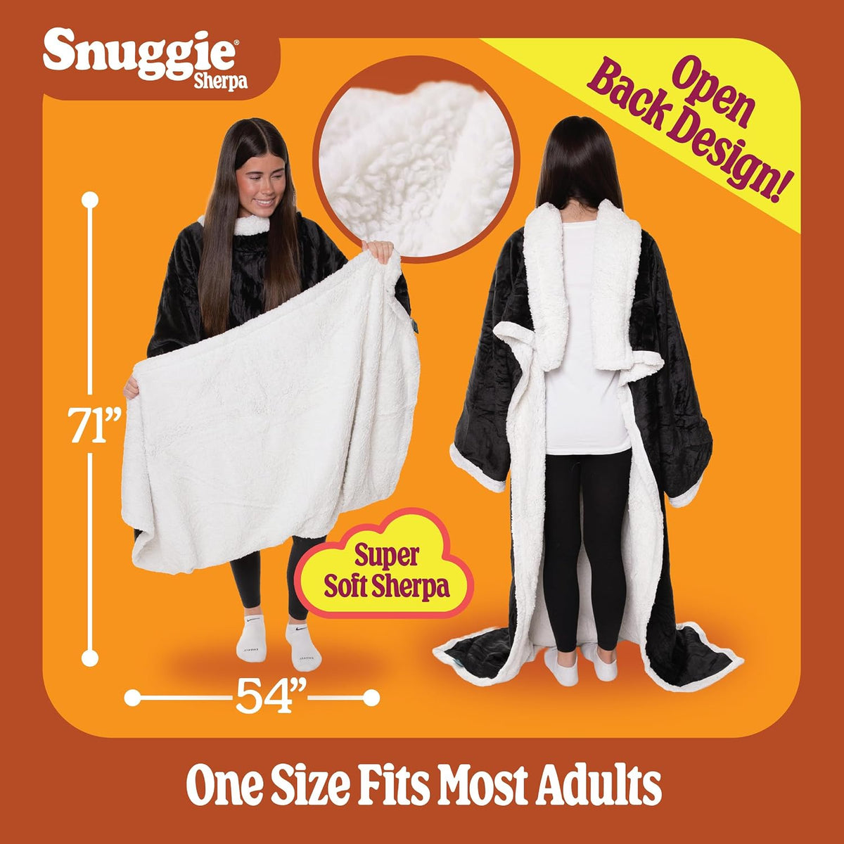 Snuggie The Original Wearable Blanket With Sleeves & Pockets | Cozy Oversized Throw for Adult Men & Women | One Size, 71x54