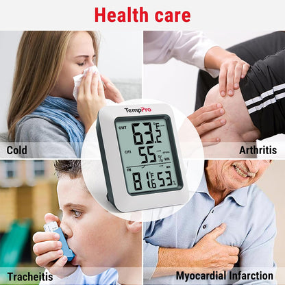 TempPro TempAir 500 FT Indoor Outdoor Thermometer Wireless with Sensor | Large LCD Display, No Hub or App Required, Outside Thermometer & Cold-Resistant Sensor for Patio (Previously ThermoPro)