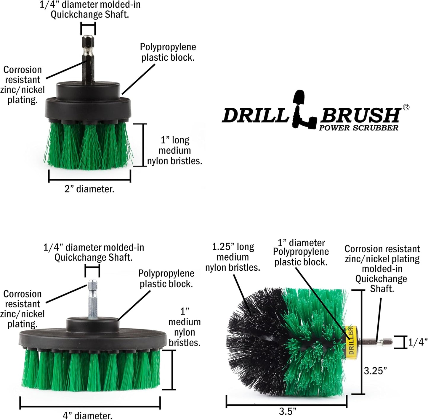Cordless Power Spin Scrubber Drill Attachment - Electric Dish Scrubber Spin | Medium Drill Brush Attachments for Cleaning Tile, Grout, Dishes, Pots, Pans, Air Fryers, Fish Tanks, Boat Seats & Boat Hulls