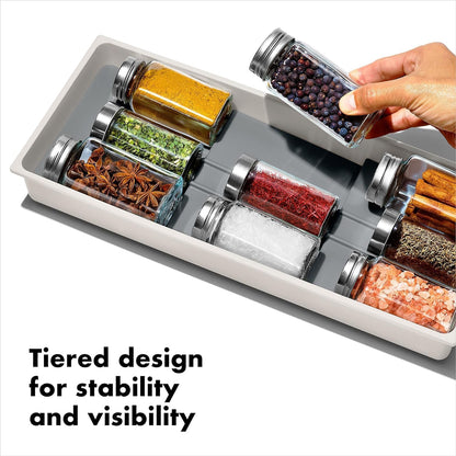 OXO Good Grips Kitchen Compact Spice Drawer Organizer, White - Pack of 2
