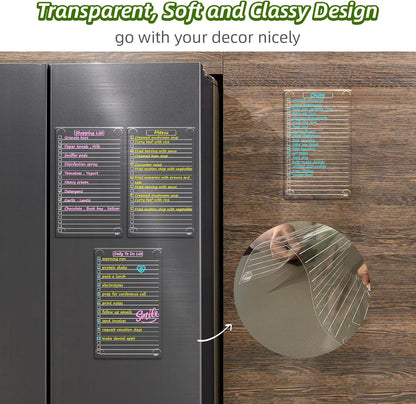 JJPRO Non-Magnetic Dry Erase Calendar for Fridge, Monthly Calendar, Weekly Planning Board Bundle for All Smooth Surfaces. Clear Reusable Calendar Stick to Fridge,Cabinet,Door&Glass