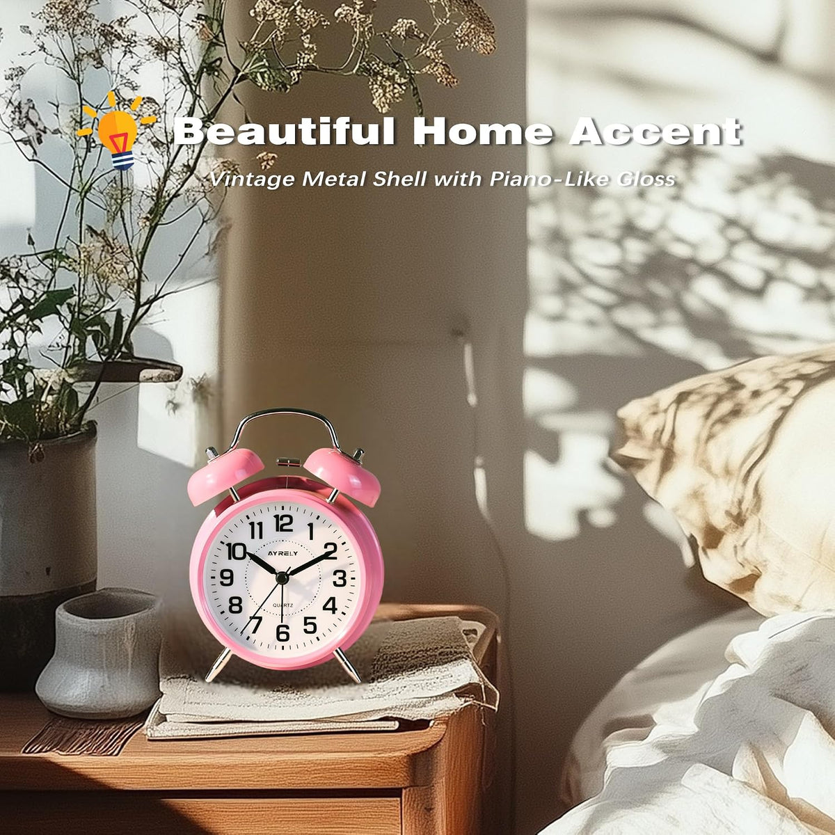 AYRELY® Super Loud Alarm Clock for Heavy Sleepers, 4.5 Inch Twin Bell Retro
