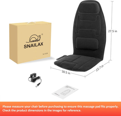 Snailax Massage Seat Cushion with Heat - Extra Memory Foam Support Pad in Neck and Lumbar,10 Vibration Massage Motors, 2 Heat Levels, Back Massager Chair Pad for Back | 【Gift for Men Women】10 Vibration Motors, 5 Massage Modes, Adjustable 3 Intensity,