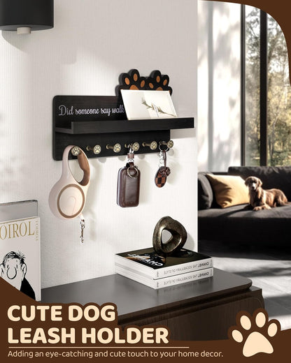 MTERSN Cute Dog Leash Holder for Wall for Pet Station Organizer, Brown