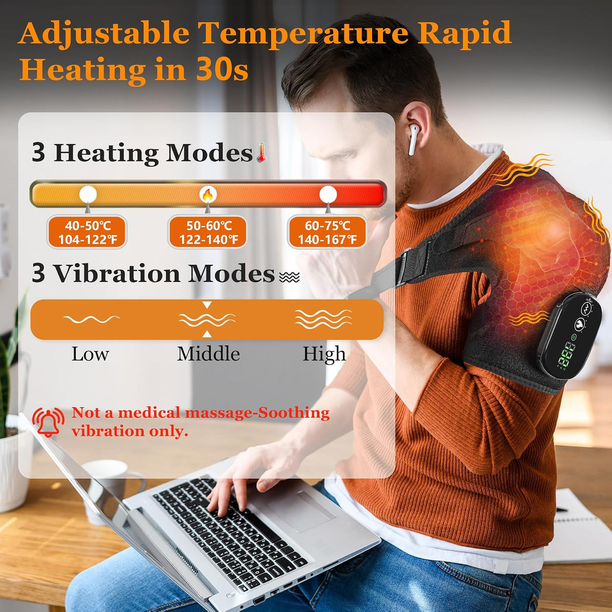 Shoulder Heating Pad with Massager,Rotator Cuff Shoulder Pain Relief,Black