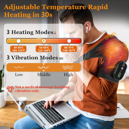 Shoulder Heating Pad with Massager,Rotator Cuff Shoulder Pain Relief,Black