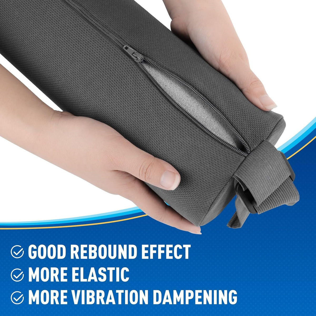 CushZone Lumbar Roll Support Pillow, Memory Foam Back Cushion, Black