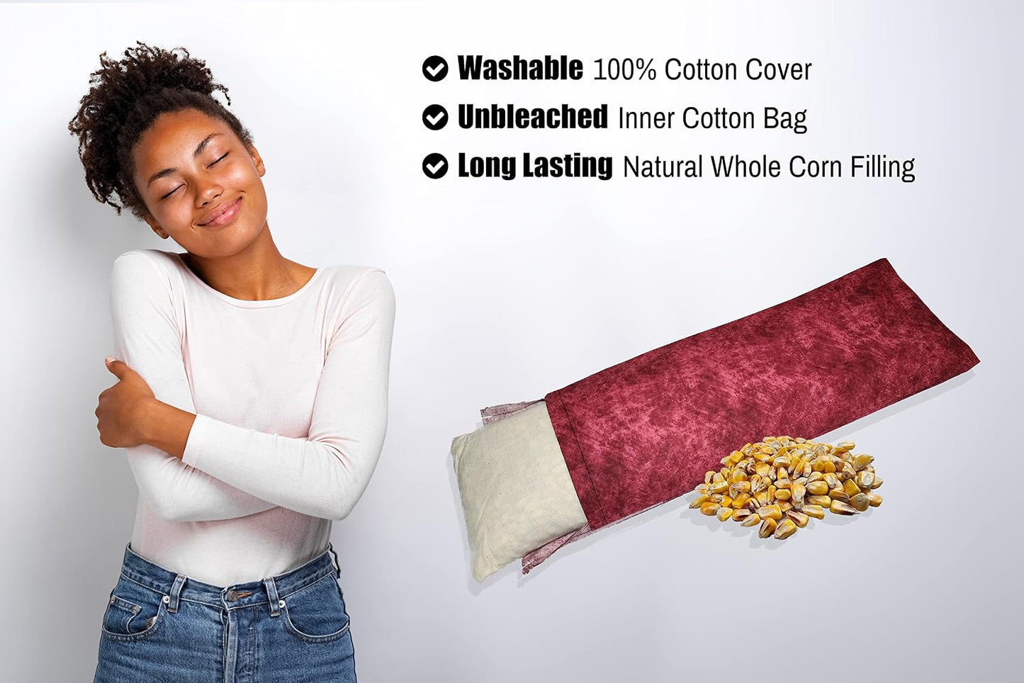 Microwavable Corn Filled Heating Pad and Cold Pack/Washable 100% Cotton Cover (Cross Hatch - Mint, 7.5in W x 11in L)