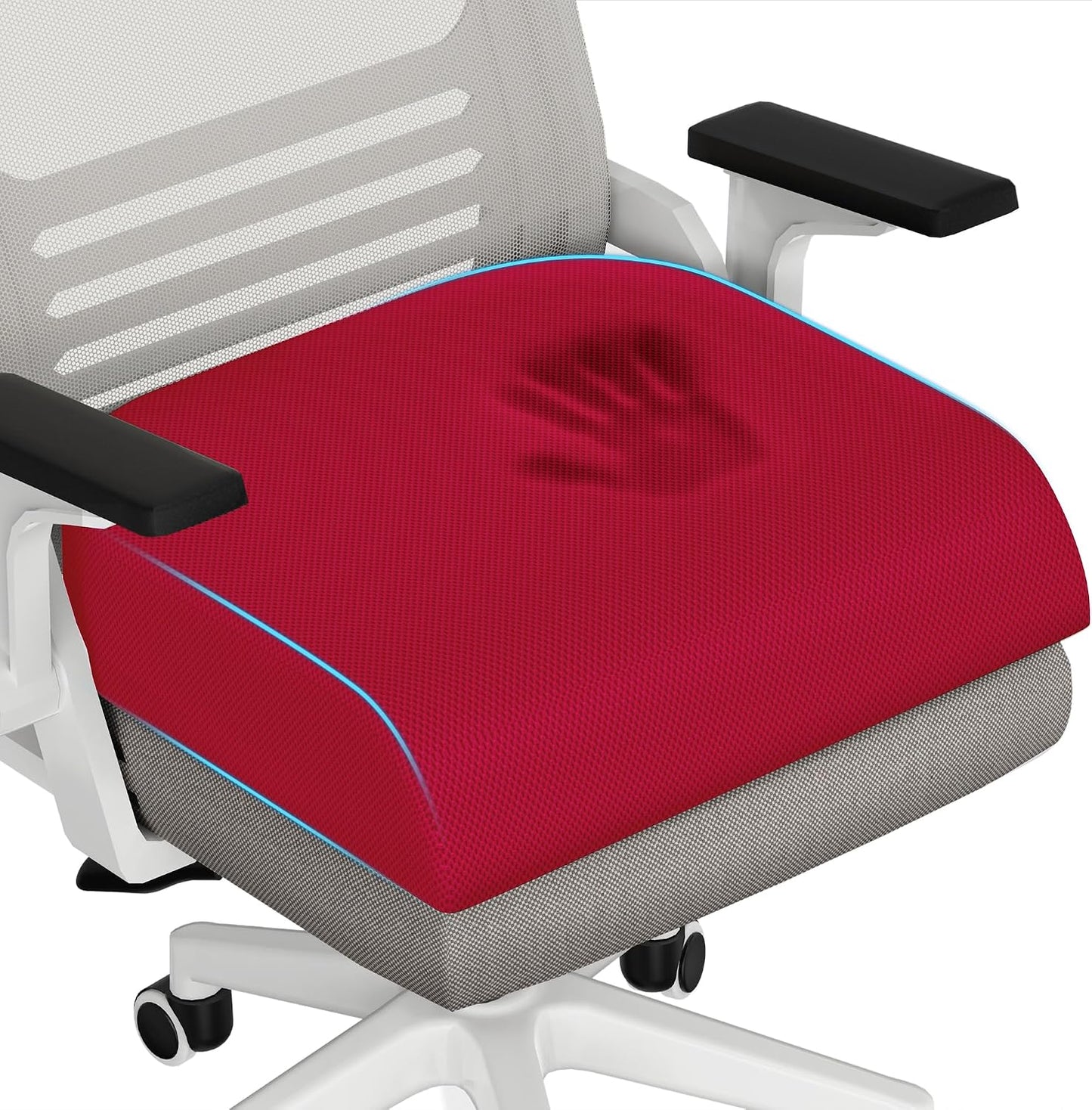 TranquilRelax Memory Foam Seat Cushion for Office Chair, 3-Inch, Black | Medium-firm Support for Long Sitting, Washable Mesh Cover, Non-slip Base, Perfect for Car Seats & Short Drivers