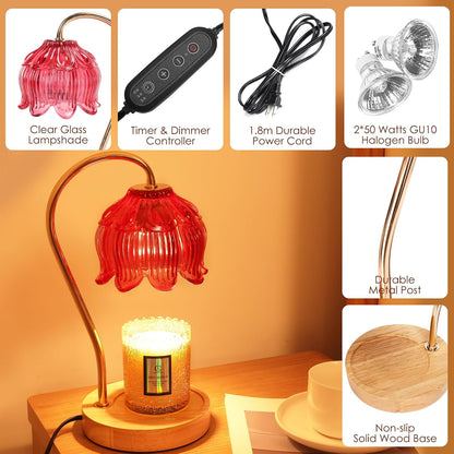 Flower Candle Warmer Lamp with Timer & Dimmer