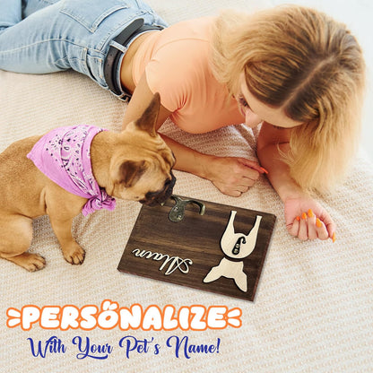 Dog Leash Holder Wall Mount, Pet Harness Hanger with Scrabble Letters, Dog Collar Organizer for Entryway, Memorial Cat Leash Holder for Wall, Pet Loss Gifts, Keepsake, Home Decor PF212-NAT