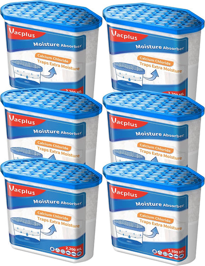 Vacplus Moisture Absorber, 10.5 OZ, Strong Absorption, Lavender | Closet, Bathroom, Car, Odor Eliminator, Dehumidifier Bucket, 6 Pack
