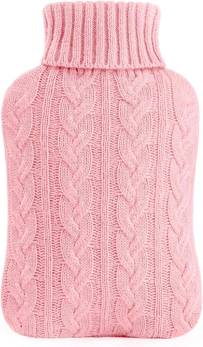 samply 2L Hot Water Bottle with Knitted Cover, Hot Water Bag, Purple