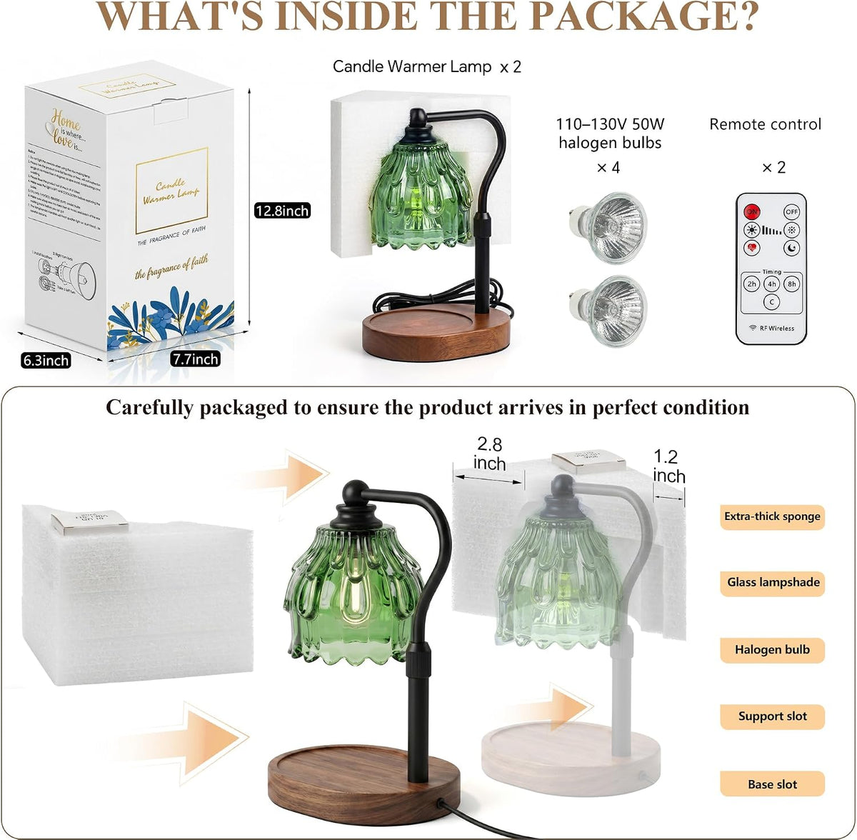 Candle Warmer Lamp with Timer and Wireless Remote Control