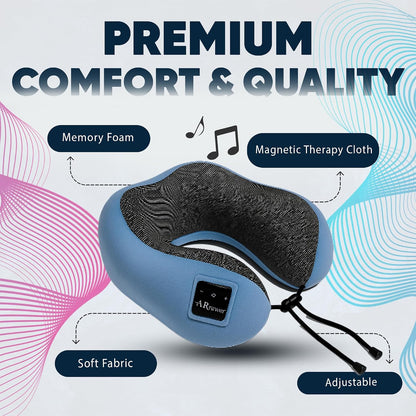 Bluetooth Music Semicircular Neck Pillow Wireless Bluetooth Speaker Suitable Airplane,Bus,Train,Car,Office,and Outdoor Camping for Sleeping, Resting The Best Travel Essentials. (Black)