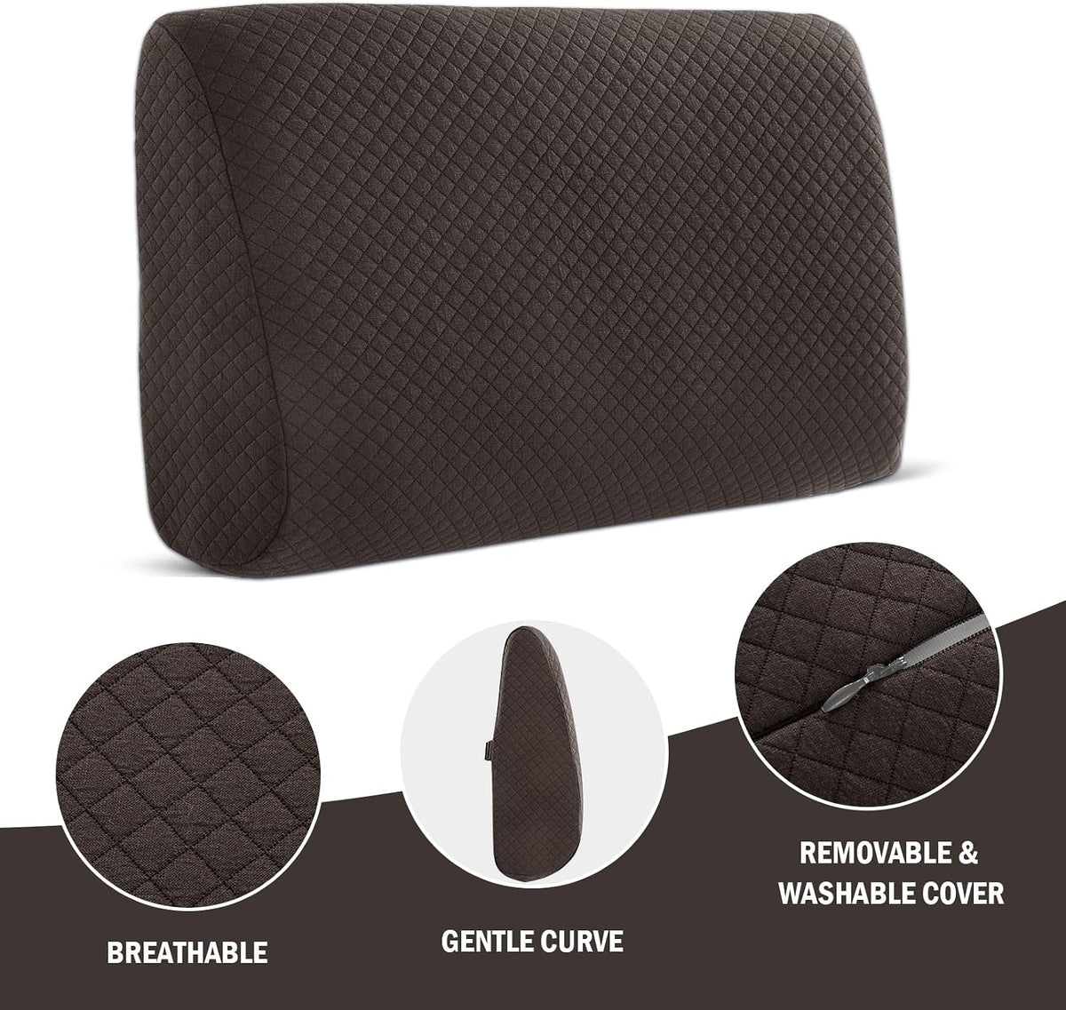 HOMBYS Lumbar Support Pillow for Recliner Chair, Memory Foam Back Support Cushion for Elderly,Extra Large Lumbar Support Pillow,Thick Backrest for Home Reading (Grey, 20“x13.5"x5")