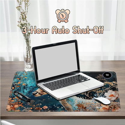 Heated Desk Pad Heated Large Mouse Pad, Electric Quickly Warm Desk Mat with 3 Levels Heating 3 Hours Auto Shut-Off, 31.5" x 13" Warm Gaming Mousepad Hand Foot Warmer, Baby Elephant