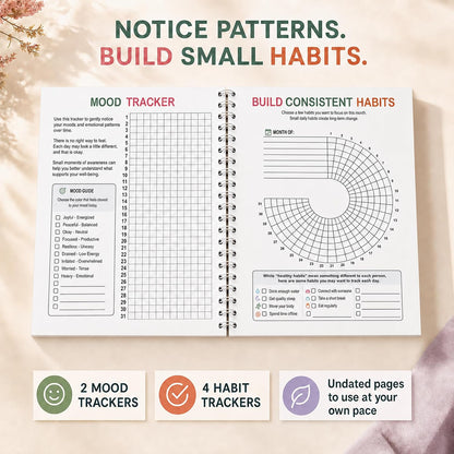 Self-Care Journal with Wellness Trackers, Mood Log & Reflection | Daily Check-Ins, Weekly Reflections & Guided Self-Care Tools