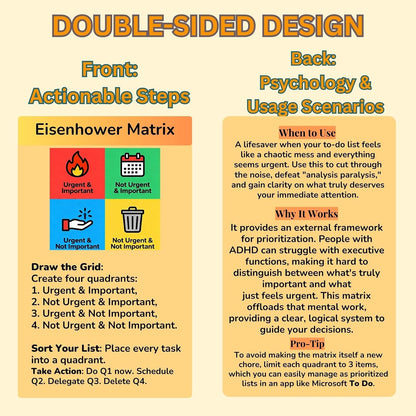 24 Double-Sided ADHD Therapy Tools & Coping Skills Cards for Adults & Teens – Executive Function, Anxiety Relief & ADHD Organization – Portable Flashcards with Digital App Suggestions