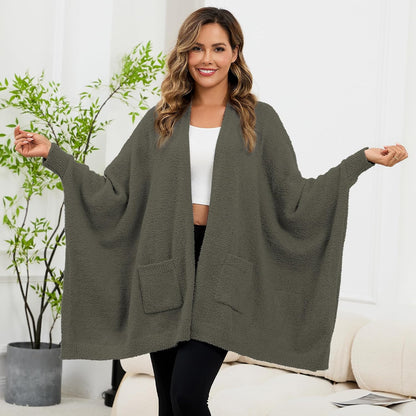 Wearable Blanket Sherpa Poncho Unique Office Work Warm Cozy Shawl TV Throw Blankets, Plush Cape Wrap for Adults
