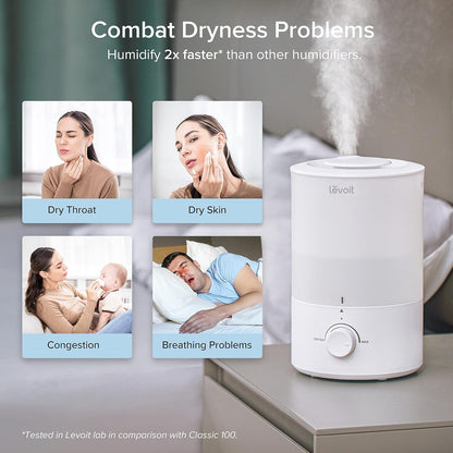 Levoit Top Fill Humidifiers for Bedroom, 2.5L Tank for Large Room, 25dB