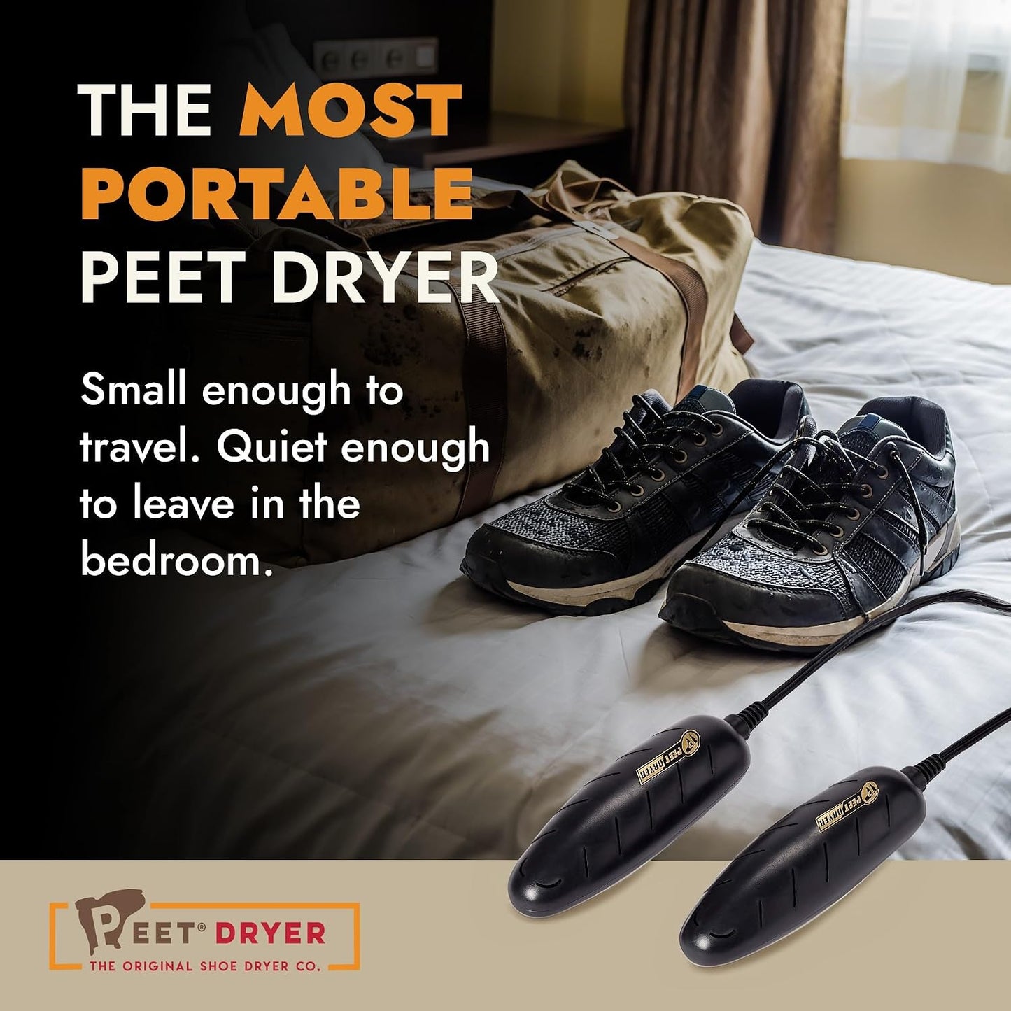 PEET Power Cell Portable Electric Boot & Shoe Dryer for Travel | Compact & Great for Travel, Uses Radiant Heat to Remove Sweat & Dampness from Work & Athletic Shoes & Sneakers, Plug-In