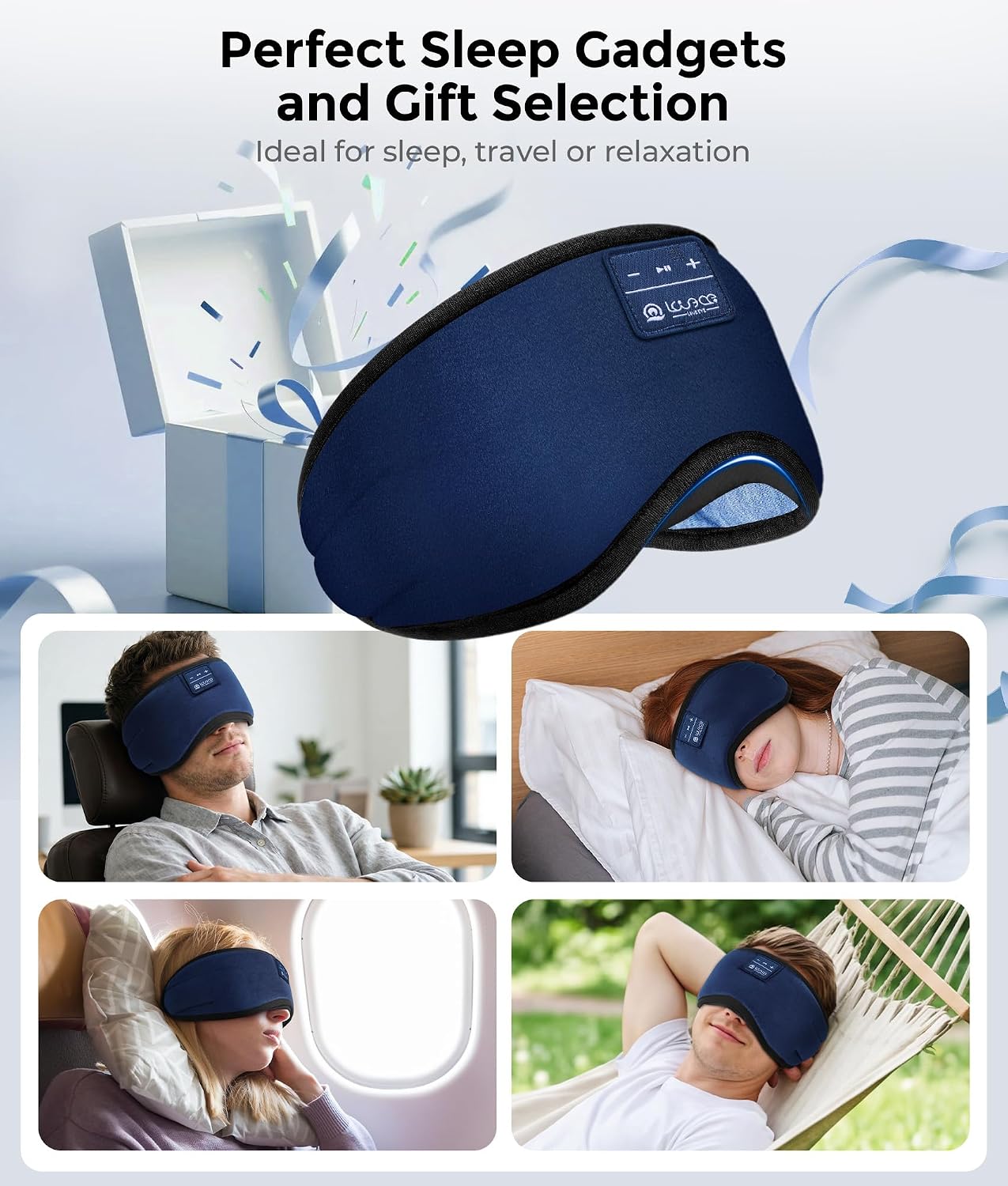 LOVE EYE Sleep Headphones Bluetooth 5.4 Sleeping Eye Mask Wireless Music Earphones with Built-in HD Speakers for Side Sleepers Cotton Sleeping Headphones for Women Men Gifts (Lavender Purple)