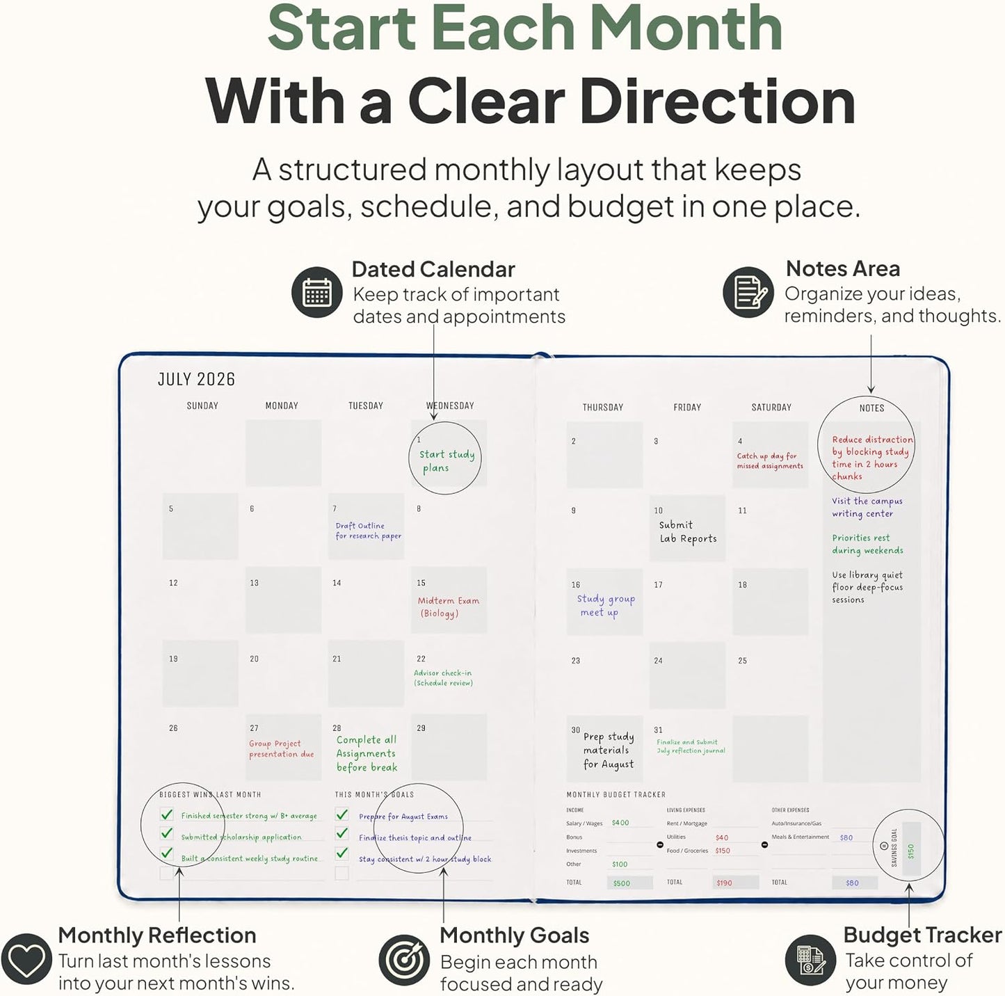 Dated, 2026 Planner, 5.8” x 8.3” - The #1 Productivity Planner to Achieve Your 2026 Goals - Planner 2026-2027 by PRODUCTIVITY STORE (A5, GREY)