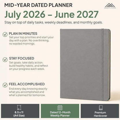 Dated, 2026 Planner, 5.8” x 8.3” - The #1 Productivity Planner to Achieve Your 2026 Goals - Planner 2026-2027 by PRODUCTIVITY STORE (A5, GREY)