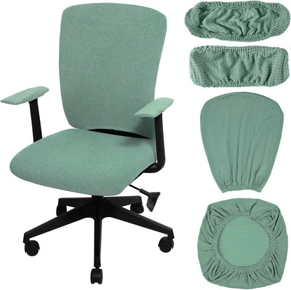 Tallew 4 Pcs Office Chair Covers Set Computer Universal Protective Stretchable Chair Seat Covers Desk Armrest Slipcovers Pads Office Cushion Backrest for Rotating (XL,Silver Gray)