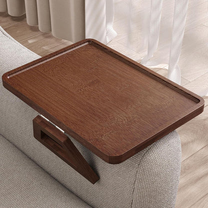 Couch Arm Tray,Bamboo Folding Sofa Tray,Sofa Armrest Trays Clip-On Couch Desk for Drinks,Snacks,Phone,Remote Control（Black）