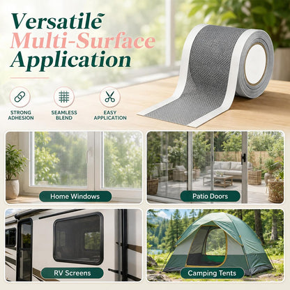 7cm*5cm Strong Adhesive Screen Repair Tape, Fiberglass Mesh Screen Repair Kit, Self-Adhesive Patch, Window Screen Repair Kit for Window, Door, RV, Tent, Patio, Porch Netting